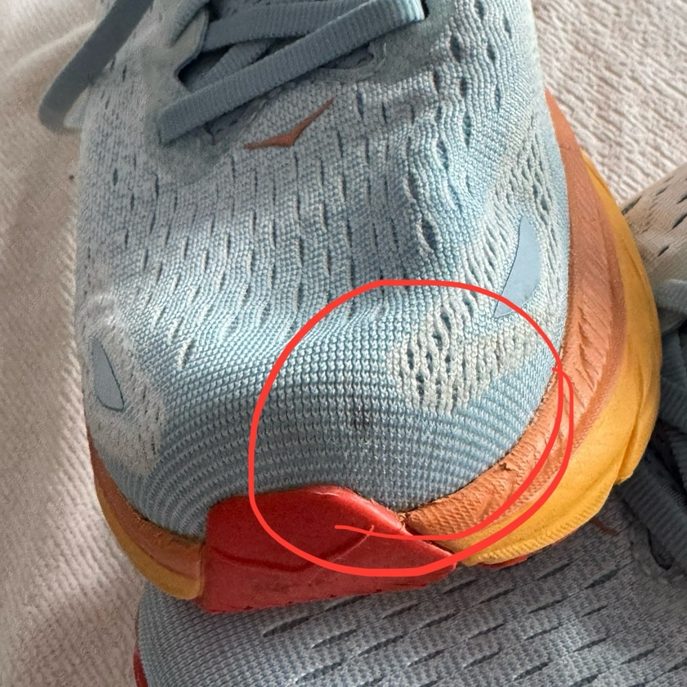 Hoka Clifton 8 Sky Blue with Orange Trim - Picture 4 of 5